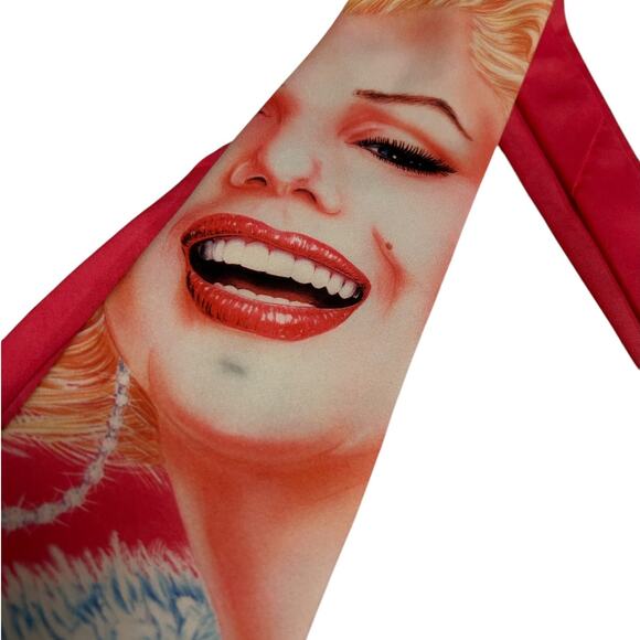 Vintage Ralph Marlin Pink Pin-Up Style Tie‎ Retro Blonde Marylin Monroe - Picture 10 of 12